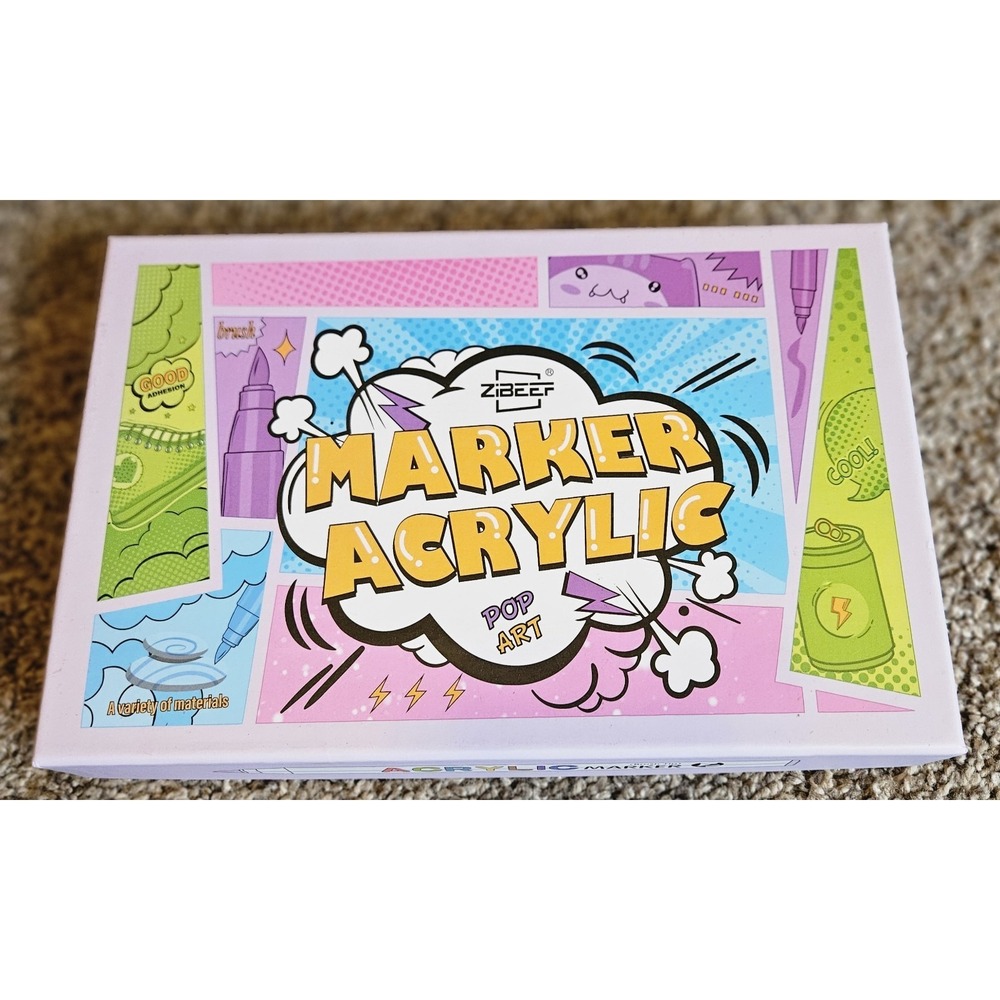 Acrylic Marker Set Brush Pens for Fabric Rock Painting Card Making Art Supply